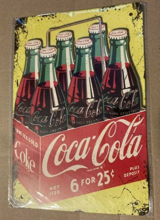 Coca Cola Retro Look Rust - Look Sign 12” X 8” Metal