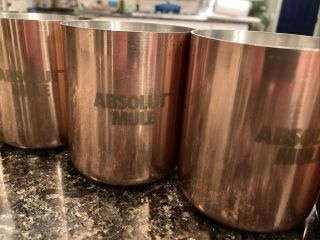 6 Absolut Mule Moscow Mule Vodka Copper Stainless Steel Mugs Cups 2