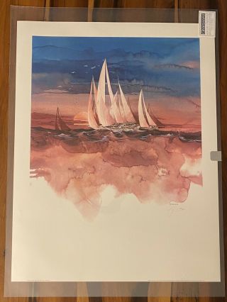 1989 Michael Atkinson " Regatta At Sunset " Le Hand Signed And Numbered Print