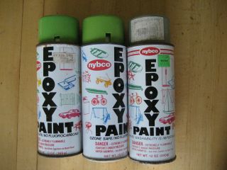 3 Vintage Spray Paint Cans Nybco Epoxy Avocado,  Sprite Green