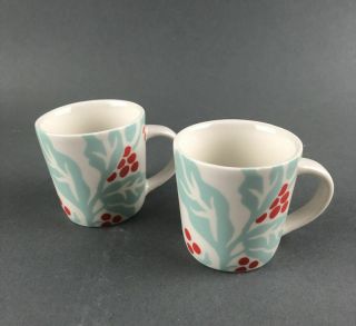Starbucks 2 Demi Espresso Mini Coffee Mugs Cups 2018 Holiday Berries 3 Oz.