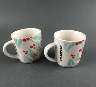 Starbucks 2 Demi Espresso Mini Coffee Mugs Cups 2018 Holiday Berries 3 oz. 2