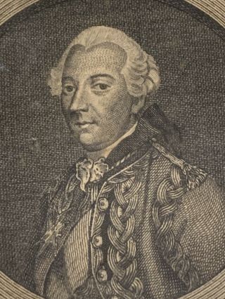 Antique Framed Engraving: Revolutionary War Hero Comte D’estaing - 1785
