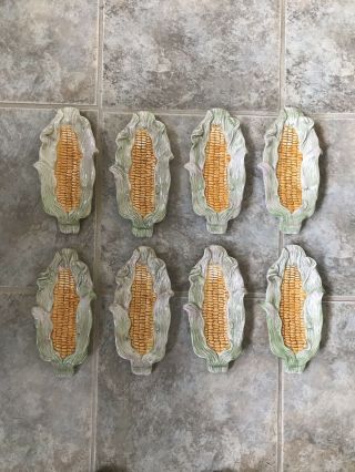 Set Of (8) Vintage Ceramic Corn On The Cob Dishes By N - D Exclusive