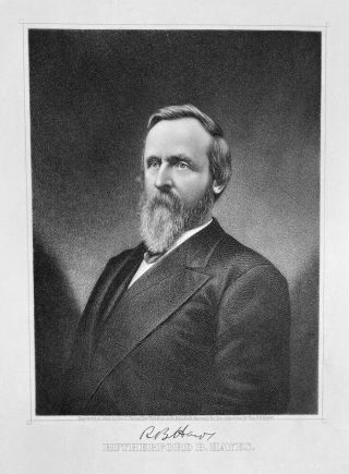 Us President Rutherford B.  Hayes Reconstruction 1871 Art Print Engraving Rare
