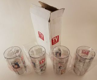 Tv Guide Set Of 4 Plastic Tumblers Featuring 1950 