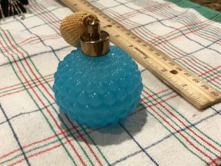 Vintage Baby Blue Glass Perfume Bottle Atomizer Made In Japan
