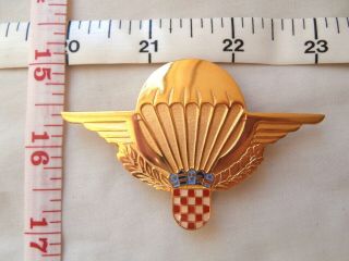 Croatia Army Civil War Parachutist Wings Officers Metal Brevet Badge Obsolete.