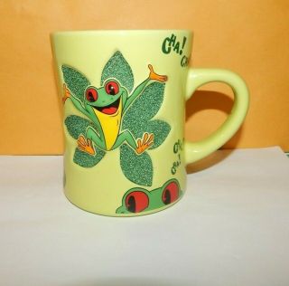 Rainforest Cafe Green 3 - D Mug Cup W/ Frogs Animals Landry’s Restaurant Ware