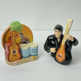Bundle Of 2 Elvis Presley Salt Pepper Shakers Aloha Hawaii & Elvis Guitar