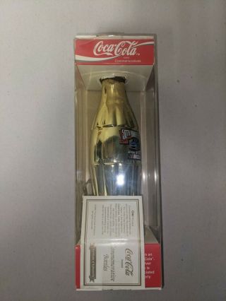 1998 Coca Cola Gold Plated Nascar 50th Anniversary Bottle With Pin 3