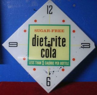 Vintage Pam Clock Advertising Glass Face Diet Rite Cola