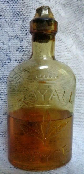 Vintage Royall Spyce England Lyme Ltd Amber Bottle