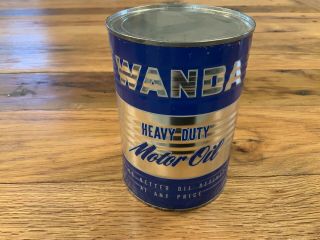Vintage Wanda Heavy Duty Motor Oil Metal Quart Can Empty