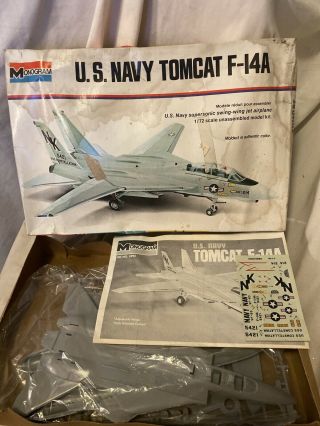 U.  S.  Navy Tomcat F - 14a Model Kit Monogram Factory Parts Box