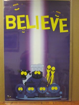 Vintage South Park Believe Comedy Central 1998 Poster Cartoon 7039