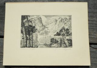 Lyman Byxbe Famous Artist Signed Etching " Dream Lake " Unframed