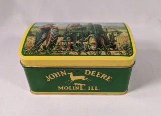 John Deere Tin Collectable Box Hinged Lid 6.  25 " X 4 "