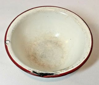 Vintage Enamel Ware Small Bowl Red and White - Farm House Décor 3