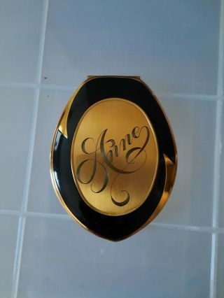 Vintage Elgin American Gold Mirror Compact W/ Box Rockefeller Center Anne