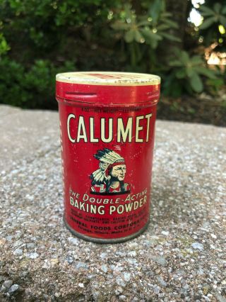 Vintage Calumet Baking Powder Tin Can.  Trial Sample Size