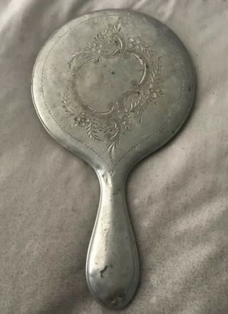 Vintage Silver Handheld Vanity Mirror
