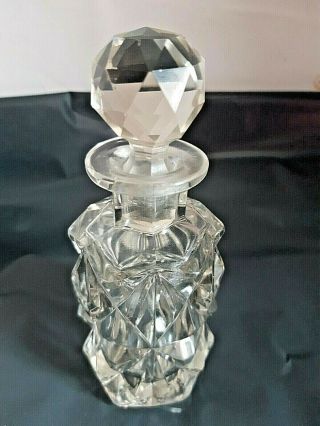 Vintage Cut Glass Perfume Scent Bottle With Stopper