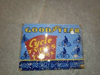 Porcelain Goodyear Cycle Tyres Enamel Sign Size 10 " X 7 " Inches