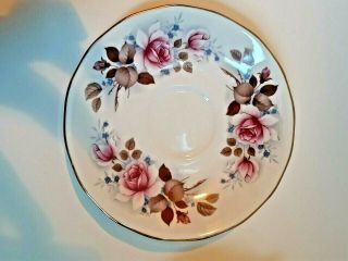 Queen Anne Footed Teacup and Saucer Fine Bone China England Vintage Pink Roses 3