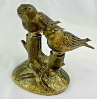 3pc 1948 - 1952 Occupied Japan Bronze Color Metal Birds In Tree Salt & Pepper