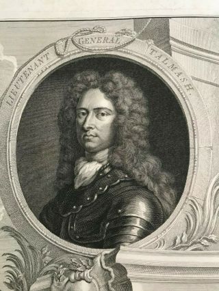 Orig 1740 ' s Engraving Lieutenant General Talmash J.  Houbraken Art Kneller 3