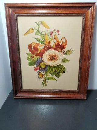 Vintage 1930s - 40s Botanical Flower Art Print Framed JL Prevost?14×11 Shabby Chic 2