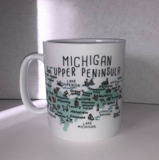 222 Fifth My Place Michigan Jumbo Mug Porcelain Coffee Cup Collector Item Map