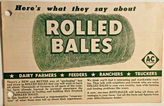 Allis Chalmers Roto Baler Special Rolled Bales Sales Brochure 2