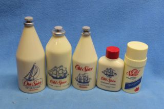 Vintage Old Spice Cologne & After Shave Talcum Milk Glass Bottles