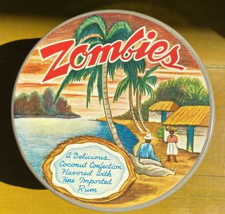 Vintage Zombies Coconut Rum Cookie Metal Tin San Francisco Ca Miami Fl 6.  5”