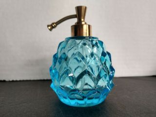Vintage Czech Irice Atomizer Perfume Blue Glass Bottle Gold Filigree