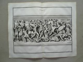 Combat Battle Romans Col.  Trajan Ancient Relief Montfaucon Copper Plate 1719