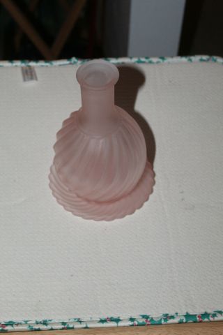 Vintage Pink Satin Glass Swirl Bedside Water Carafe Set W Underplate