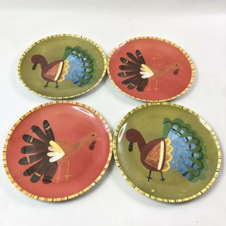 Pottery Barn Kids Turkey Dinner Plates Melamine 10 Inches Thanksgiving Set Of 4
