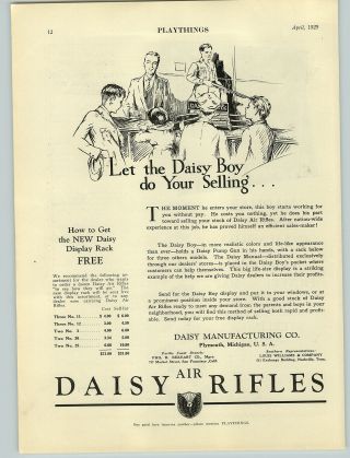 1929 Paper Ad Daisy Air Rifle Bb Gun Store Counter Rack Sign
