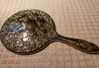 Vintage Silver Plate Victorian Handheld Mirror