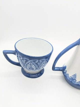 Vintage Bombay Cobalt Blue White Tile Porcelain Tea set for one 3