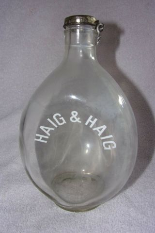 Vintage Haig & Haig Pinch/3 Sided Empty Glass Whiskey Bottle With Cap
