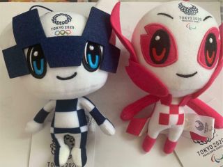 Tokyo 2020 Olympics Mascot Plush Doll Miraitwa Someti Stuffed Toy Pair Set Ss