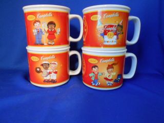 (4) Collectible Campbell Soup Cups Mugs 100th Anniversary 1904 - 2004 3 1/4 " X 4 "