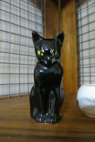 Vintage Ceramic Black Cat w/Fish Bowl Salt & Pepper Shaker Set 3