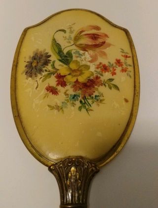 Vintage Elegant Gold Tone/brass Floral Vanity Handheld Mirror