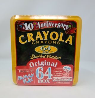 Crayola 40th Anniversary Limited Edition Tin W/ 64 Crayons & Cd - Rom