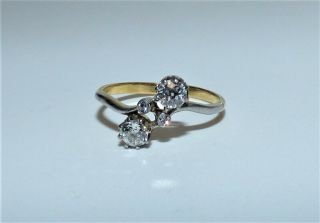 Antique Victorian 18ct Gold Platinum Diamond Twist Ring Brilliant Sparkle Stars